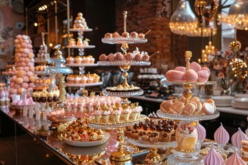 Colorful dessert display featuring an array of sweet treats in a vibrant setting at a celebration event