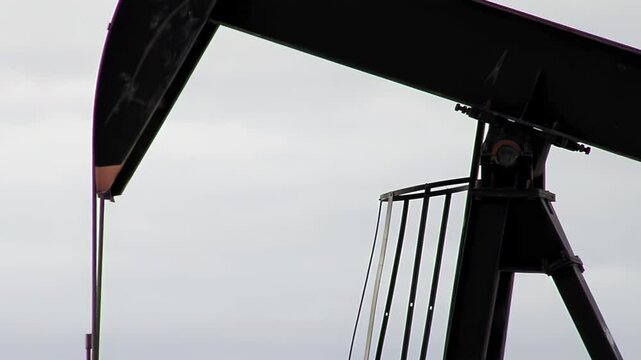 Horsehead Pumpjack in Motion in the Vaca Muerta Oil Field, Neuquen, Argentina - 4K
