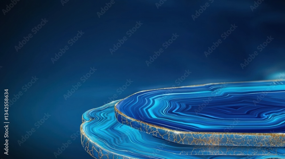 Poster abstract digital art with layered blue patterns.