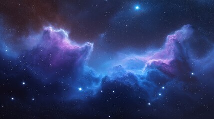 Fototapeta premium Stunning Blue Nebula and Star Cluster in the Vastness of Deep Space