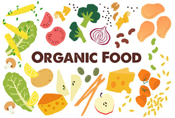 Organic Food Collection - Hand-made vector illustration elements