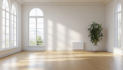 Sunlit Empty Room 3D Render