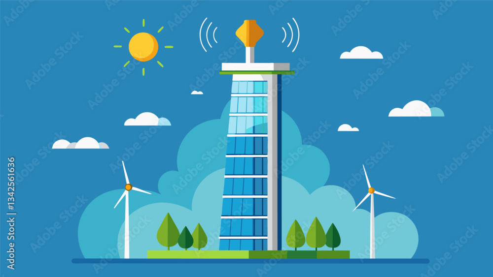 Poster an innovative skyscr is created by analyzing data on wind patterns and solar radiation to determine 