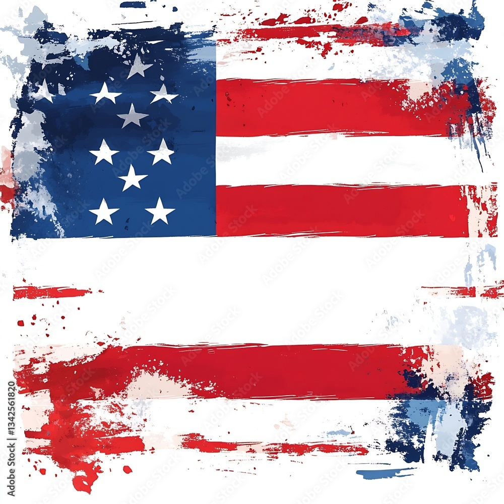 Poster stylized american flag illustration with a unique artistic flair and bold colors : generative ai
