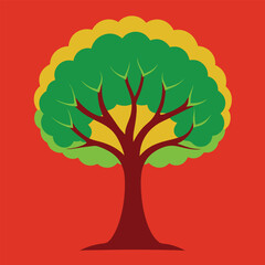 Naklejka premium Solid Color Illustration of a Majestic Tree with Intricate Details
