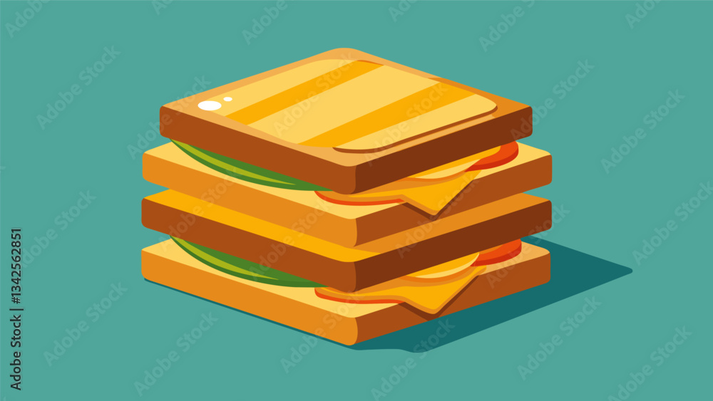Poster a stack of bitesized grilled cheese sandwiches perfect for snacking between classes.. vector illustr