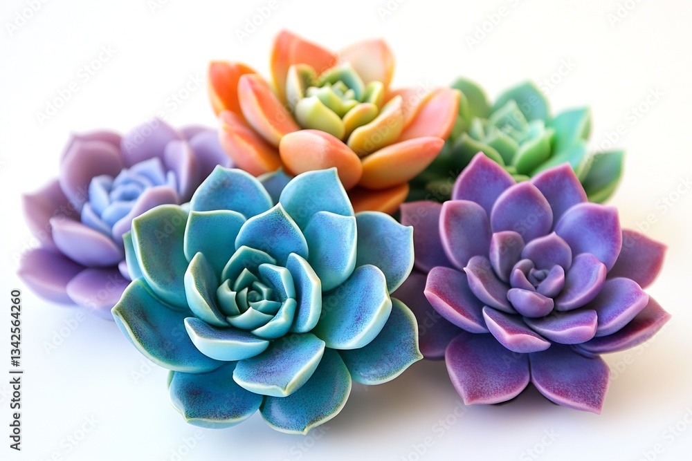 Poster colorful array of succulents displayed together creating a stunning floral palette : generative ai