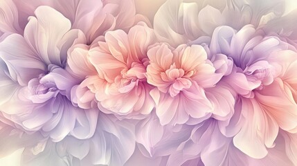 Fototapeta premium Pastel Pink Purple Orange Soft Focus Flower Blooms Close Up Macro Photography With Soft Focus Effect on Flower Petals and Colorful Floral Arrangement Designed for Romantic Floral Theme Wallpaper