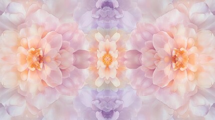 Pastel Pink Purple And Orange Flower Petals Symmetrical Pattern Soft Light Floral Background Pattern Design Wallpaper Flowers And Leaves Soft Colors Beautiful Floral Design Abstract Texture Colorful