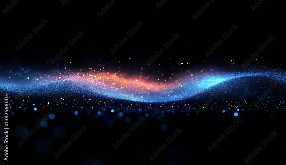 Leinwandbilder mesmerizing blue and orange light waves creating an ethereal feeling with sparkling dust on a dark b