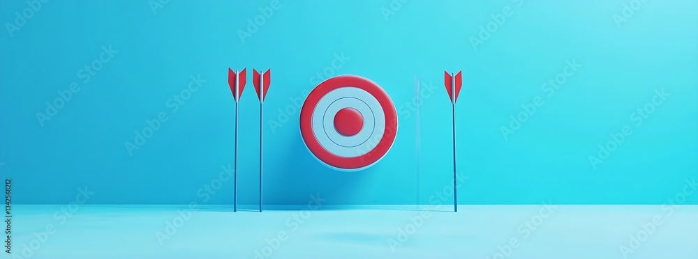 Leinwandbilder Striking vibrant target with arrows creating a dynamic focal point in a minimalist artistic environment : Generative AI