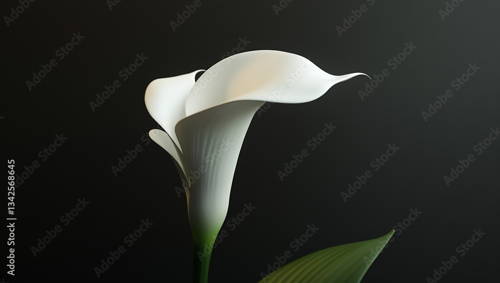 Leinwandbilder graceful calla lily flower with smooth curves and elegant design set against a soft gray background 