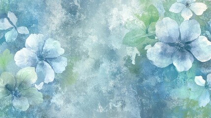 Soft Blue Watercolor Flowers On Textured Backgrounds