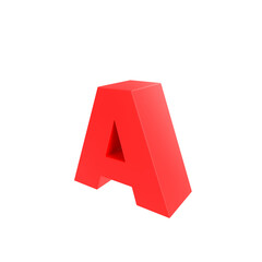A 3D red letter "A" with a solid, blocky form on a transparent background, great for bold graphic and design applications.