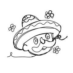 mexico themed element doodle vector illustration, line brush. Element, hand lettering. Vector hand doodle