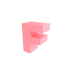 A soft pink 3D letter "F" with a glossy texture, featured on a transparent background, great for playful design ideas.