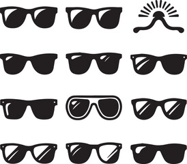 set of glasses vector, set of glasses vector illustration, glasses silhouette vector black and white