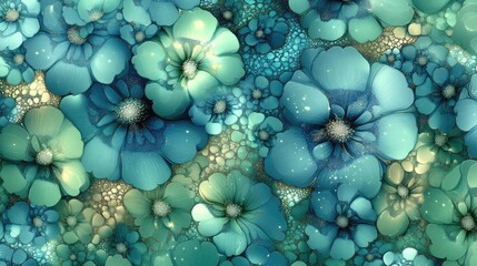 Teal And Aqua Floral Pattern Backgrounds for Designs And Illustration Illustration Media With A Beautiful Floral Pattern Using Colorful Colors Featuring Floral Textures And Seamless Patterns With A