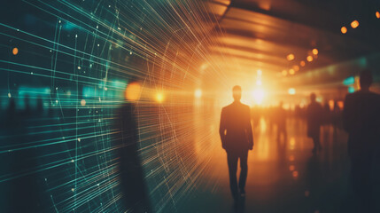 abstract professional business team people innovation connection of line from nail node to node on Smart Innovation city with connection cyber security network reciprocity , networking concept

