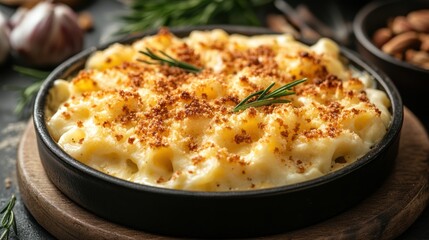 A cheesy masterpiece, a creamy symphony of flavors, with crispy breadcrumbs encircling every bite, a culinary delight that melts in your mouth.