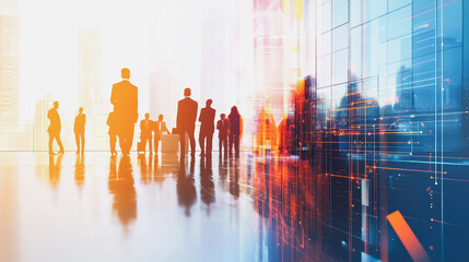 Fototapeta premium abstract professional business team people innovation connection of line from nail node to node on Smart Innovation city with connection cyber security network reciprocity , networking concept