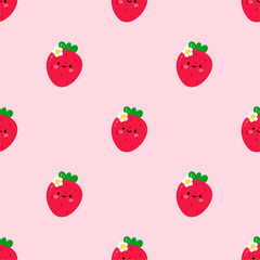 Seamless pattern with strawberry