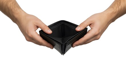 Hands Holding an Empty Wallet – Isolated on Transparent Background