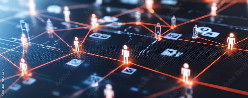 Aufkleber global network connection digital people interconnected by lines abstract technology concept