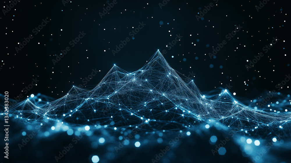 Poster digital peaks: a breathtaking visual representation of digital peaks, where interconnected lines and