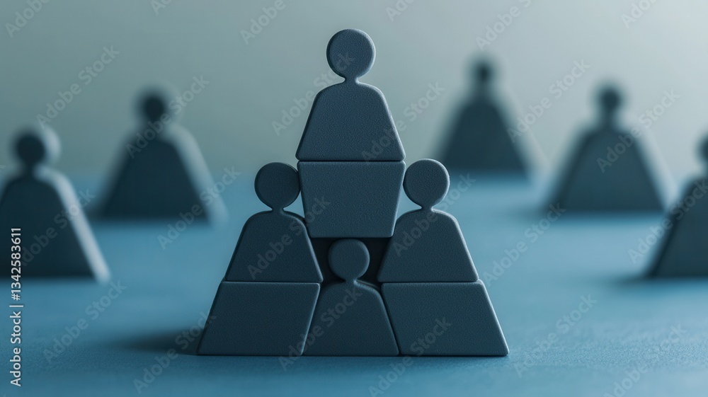 Poster abstract pyramid structure representing teamwork leadership and hierarchy in business