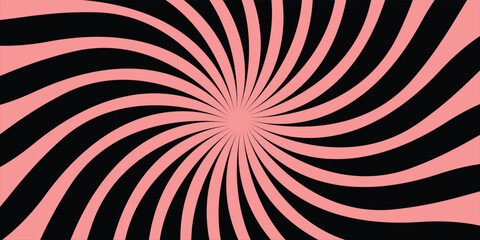 Candy color sunburst background. Abstract pink cream sunbeams design wallpaper. Colorful spinning lines for template, banner, poster, flyer. Sweet rotating cartoon swirl or whirlpool. Vector backdrop