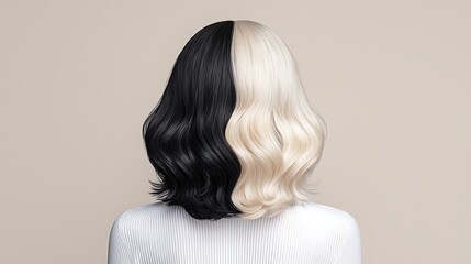 Fototapeta premium Half-Black for Half-Blonde Hair, Studio Shot.
