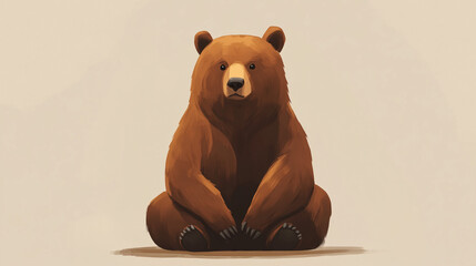 Portrait of a cute brown bear sitting down