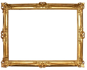 Ornate  Rectangle Vintage Gold Frame for Web Presentation, Oriental Style, PNG with Transparent...