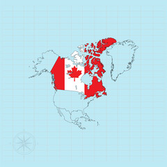 north american continent Vector illustration of flag map