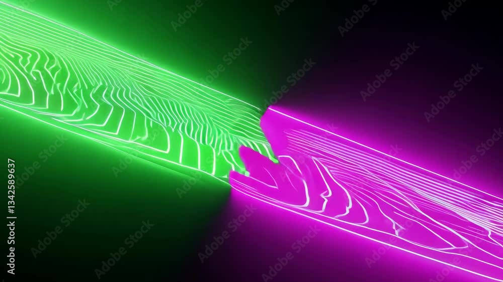 Aufkleber neon light wave abstract gradient animation background in 4k.