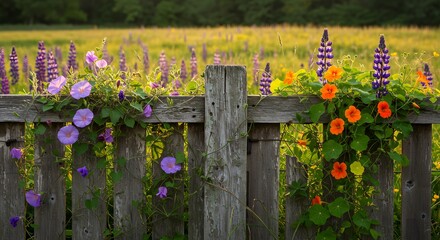 wooden fence with flowers