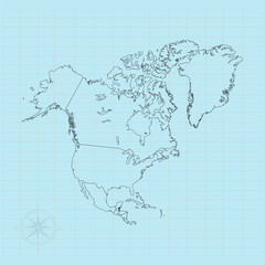 north american continent Vector illustration of flag map