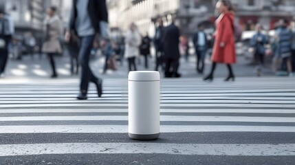 An IoT enabled air sensor installed at a busy urban crosswalk collecting data on environmental conditions to support sustainable city planning and public health initiatives