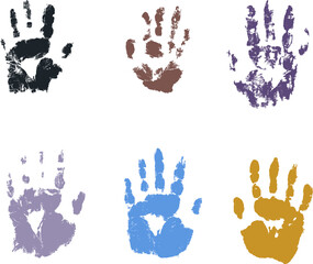 
set of 6 colored handprints