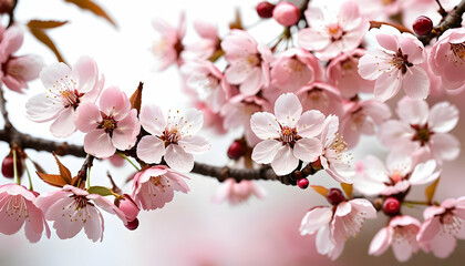 Delicate Pink Cherry Blossoms Spring Bloom Close-up Macro Photography