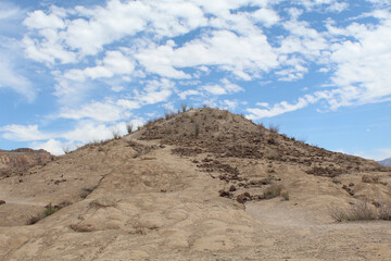 Sand hill at Big Bend Rand State Park in Texas with cirrocumulus clouds