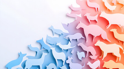 Colorful Paper Cutout Animals on White Background Stock Image