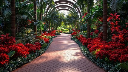 Fototapeta premium Tropical Garden Path Sunlight