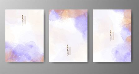 Set of creative hand painted abstract watercolor background. Design for your cover, date, postcard, banner, logo.