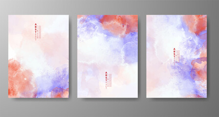Set of creative hand painted abstract watercolor background. Design for your cover, date, postcard, banner, logo.