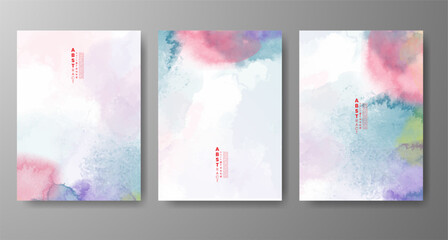 Set of creative hand painted abstract watercolor background. Design for your cover, date, postcard, banner, logo.