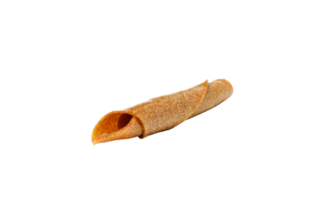 PNG, One yellow roll of fruit pastille and leaves, isolated on white background