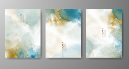 Set of creative hand painted abstract watercolor background. Design for your cover, date, postcard, banner, logo.