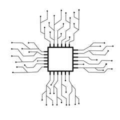 Geometric background and high tech circuit board connection system